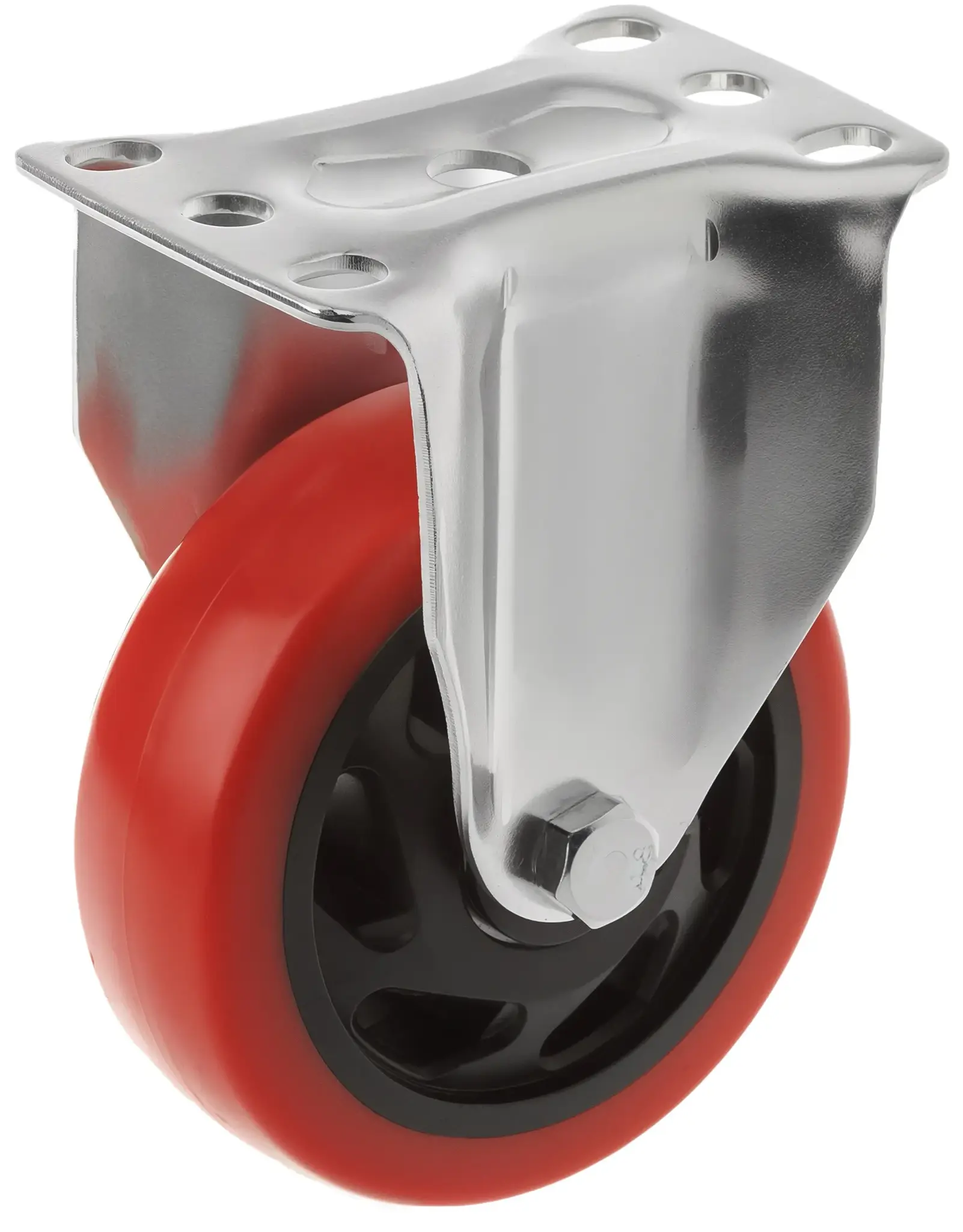330100F -Полипропиленовое красное колесо 100 мм (неповоротн.площ, двойной шарикоподш.)