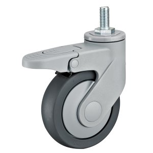 IMtgb 42(12) - Аппаратное колесо из термопластичной резины 100мм (болт М12, торм, шарикоп, г/п80 кг)