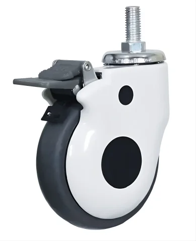 Mtgb 55(12) - Аппаратное колесо из термопластичной резины 125мм(торм, шарикоп, болт 12х30мм,  г/п 150 кг)